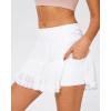 imageStelle Womens Pleated Tennis Skirts High Waisted Ruffle Mini Skirt with Pockets Inner Shorts for Athletic Sports RunningWhite