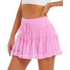 imageStelle Womens High Waist Skorts Ruffle Hem Flowy Skirts Mini Tiered Short Skirt Casual SummerCotton Candy