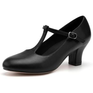 imageStelle 25quot Character Shoes for Women TStrap Dance Heels for Ballroom Salsa Tango Wedding Flamenco Latin25black