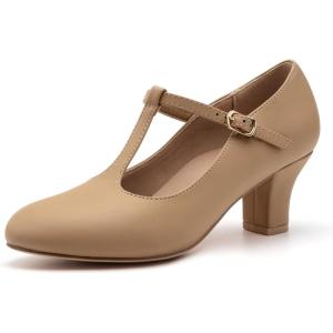 imageStelle 25quot Character Shoes for Women TStrap Dance Heels for Ballroom Salsa Tango Wedding Flamenco Latin25tan