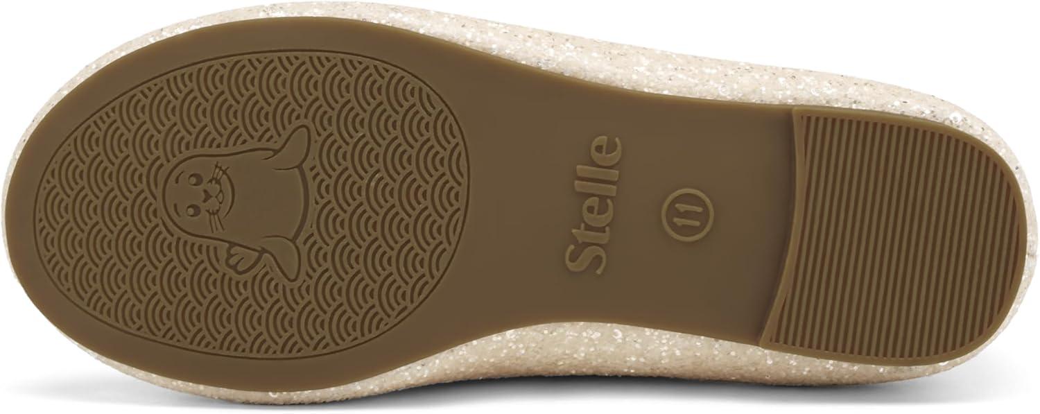imageStelle Girls Glitter Dress Shoes Flower Wedding Mary Jane Ballet Flats with Strap ToddlerLittleBig KidsChampagne