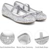 imageStelle Girls Glitter Dress Shoes Flower Wedding Mary Jane Ballet Flats with Strap ToddlerLittleBig KidsSilver