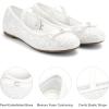 imageStelle Girls Glitter Dress Shoes Flower Wedding Mary Jane Ballet Flats with Strap ToddlerLittleBig KidsWhite