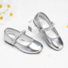 imageStelle Girls Wedding Dress Shoes Ballet Flats Flower Party Mary Jane with Beaded Straps ToddlerLittleBig KidsSilver