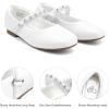 imageStelle Girls Wedding Dress Shoes Ballet Flats Flower Party Mary Jane with Beaded Straps ToddlerLittleBig KidsWhite