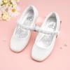 imageStelle Girls Wedding Dress Shoes Ballet Flats Flower Party Mary Jane with Beaded Straps ToddlerLittleBig KidsWhite