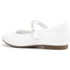 imageStelle Girls Wedding Dress Shoes Ballet Flats Flower Party Mary Jane with Beaded Straps ToddlerLittleBig KidsWhite