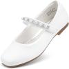 imageStelle Girls Wedding Dress Shoes Ballet Flats Flower Party Mary Jane with Beaded Straps ToddlerLittleBig KidsWhite