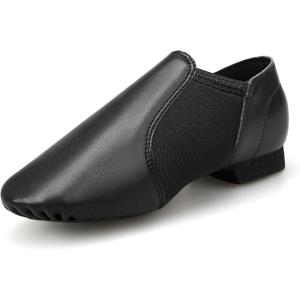 imageStelle Jazz Shoes for Girls and Boys PU Leather SlipOn Jazz Dance Shoes ToddlerLittle KidBig KidBlack