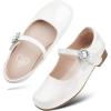imageStelle Girls Dress Shoes White Mary Jane Ballet Flats Flower School SHOS for Wedding Party ToddlerLittleBig KidWhite