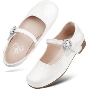 imageStelle Girls Dress Shoes White Mary Jane Ballet Flats Flower School SHOS for Wedding Party ToddlerLittleBig KidWhite