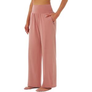 imageStelle Wide Leg Yoga Pants Womens High Waisted Cozy Sweatpants Flowy Sports Athletic Lounge Pants with PocketsDusty Pink