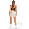 imageStelle Womens Tennis Golf Skirts High Waisted with Pockets Inner Shorts for Athletic Skorts Sports Running PickleballWhite Beige