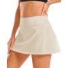 imageStelle Womens Tennis Golf Skirts High Waisted with Pockets Inner Shorts for Athletic Skorts Sports Running PickleballWhite Beige
