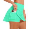 imageStelle Womens Tennis Golf Skirts High Waisted with Pockets Inner Shorts for Athletic Skorts Sports Running PickleballMint Green