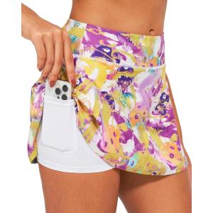 imageStelle Womens Tennis Golf Skirts High Waisted with Pockets Inner Shorts for Athletic Skorts Sports Running PickleballPastel Pickle