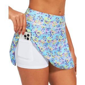 imageStelle Womens Tennis Golf Skirts High Waisted with Pockets Inner Shorts for Athletic Skorts Sports Running PickleballVibrant Pickle