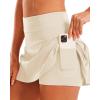 imageStelle Women Tennis Skirt Golf Skorts Athletic High Waisted with Pockets Inner Shorts Sport Workout Pleated PickleballWhite Beige