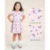 imageStelle Girls Dresses Cotton Short Sleeve Dress Cute Midi Casual Sundress with 2 PocketsButterfly Bliss Print