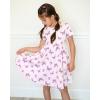 imageStelle Girls Dresses Cotton Short Sleeve Dress Cute Midi Casual Sundress with 2 PocketsButterfly Bliss Print