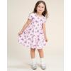 imageStelle Girls Dresses Cotton Short Sleeve Dress Cute Midi Casual Sundress with 2 PocketsButterfly Bliss Print