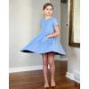 imageStelle Girls Dresses Cotton Short Sleeve Dress Cute Midi Casual Sundress with 2 PocketsCornflower Blue