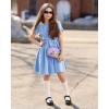 imageStelle Girls Dresses Cotton Short Sleeve Dress Cute Midi Casual Sundress with 2 PocketsCornflower Blue