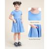 imageStelle Girls Dresses Cotton Short Sleeve Dress Cute Midi Casual Sundress with 2 PocketsCornflower Blue