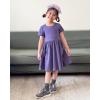 imageStelle Girls Dresses Cotton Short Sleeve Dress Cute Midi Casual Sundress with 2 PocketsDusty Grape