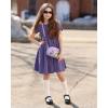 imageStelle Girls Dresses Cotton Short Sleeve Dress Cute Midi Casual Sundress with 2 PocketsDusty Grape