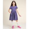 imageStelle Girls Dresses Cotton Short Sleeve Dress Cute Midi Casual Sundress with 2 PocketsDusty Grape