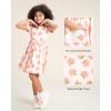 imageStelle Girls Dresses Cotton Short Sleeve Dress Cute Midi Casual Sundress with 2 PocketsGentle Peaches Print