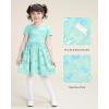imageStelle Girls Dresses Cotton Short Sleeve Dress Cute Midi Casual Sundress with 2 PocketsMint Bow Print