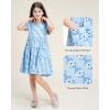 imageStelle Girls Dresses Cotton Short Sleeve Dress Cute Midi Casual Sundress with 2 PocketsMosaic Daisy Print