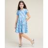 imageStelle Girls Dresses Cotton Short Sleeve Dress Cute Midi Casual Sundress with 2 PocketsMosaic Daisy Print