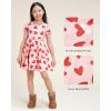 imageStelle Girls Dresses Cotton Short Sleeve Dress Cute Midi Casual Sundress with 2 PocketsSweet Hearts