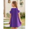 imageStelle Girls Short Sleeve Dress Summer Kids Toddler Skater Twirl A Line Solid Color TShirt Dress for School Casual 312 YCd001purplecold Shoulder
