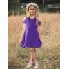imageStelle Girls Short Sleeve Dress Summer Kids Toddler Skater Twirl A Line Solid Color TShirt Dress for School Casual 312 YCd001purplecold Shoulder