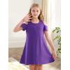 imageStelle Girls Short Sleeve Dress Summer Kids Toddler Skater Twirl A Line Solid Color TShirt Dress for School Casual 312 YCd001purplecold Shoulder