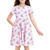 imageStelle Girls Dresses Cotton Short Sleeve Dress Cute Midi Casual Sundress with 2 PocketsButterfly Bliss Print