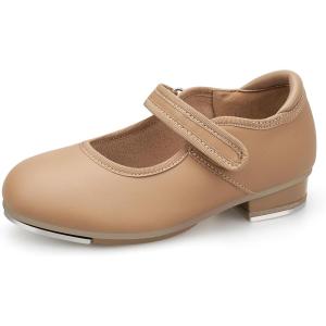 imageStelle Tap Shoes for Girls Toddler PU Tap Dance Shoes for ToddlerLittle KidsBig KidsTan