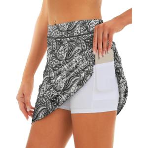 imageStelle Womens Athletic Skorts 17quot Golf Skirts Inner Shorts Tennis Skort with 2 Pockets Running Sports Pickleball SkirtBlack Paisley Print