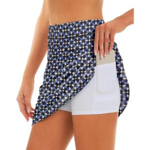 imageStelle Womens Athletic Skorts 17quot Golf Skirts Inner Shorts Tennis Skort with 2 Pockets Running Sports Pickleball SkirtGeo Tiles Print