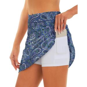 imageStelle Womens Athletic Skorts 17quot Golf Skirts Inner Shorts Tennis Skort with 2 Pockets Running Sports Pickleball SkirtOrnate Paisley Print