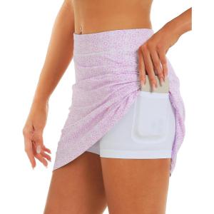 imageStelle Womens Athletic Skorts 17quot Golf Skirts Inner Shorts Tennis Skort with 2 Pockets Running Sports Pickleball SkirtPaisley Bloom Print