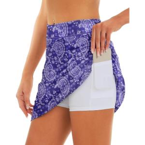 imageStelle Womens Athletic Skorts 17quot Golf Skirts Inner Shorts Tennis Skort with 2 Pockets Running Sports Pickleball SkirtRoyal Paisley Print