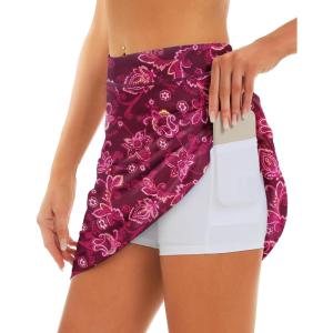 imageStelle Womens Athletic Skorts 17quot Golf Skirts Inner Shorts Tennis Skort with 2 Pockets Running Sports Pickleball SkirtScarlet Vines Print