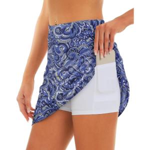 imageStelle Womens Athletic Skorts 17quot Golf Skirts Inner Shorts Tennis Skort with 2 Pockets Running Sports Pickleball SkirtTwirly Paisley Print