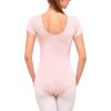 imageStelle Womens Short Sleeve Leotard for Ballet Dance Costumes Scoop Neck Sleeveless Double Lined BodysuitBallet Pink