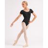imageStelle Womens Short Sleeve Leotard for Ballet Dance Costumes Scoop Neck Sleeveless Double Lined BodysuitBlack